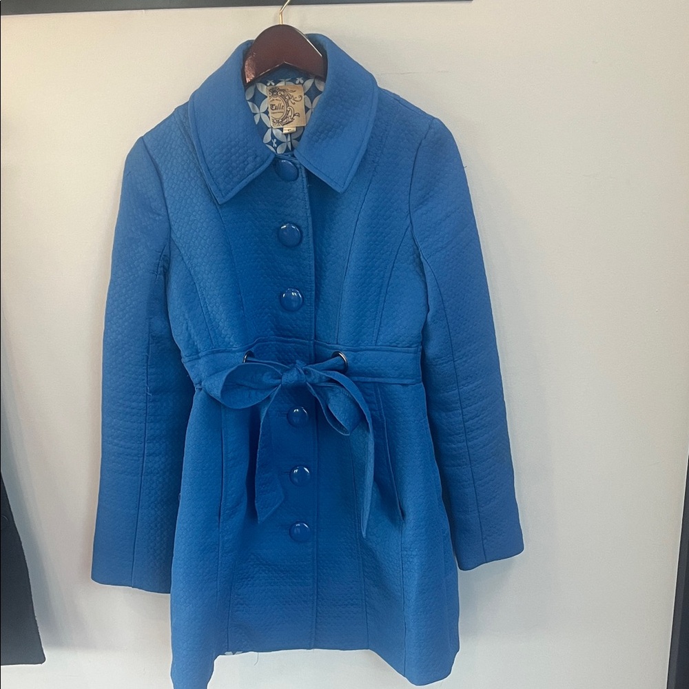 Flattering Tulle Blue Women's Pea Coat Small